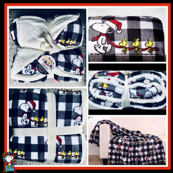 Berkshire Snoopy Plaid Christmas Sherpa Blanket - Picture 15 of 15